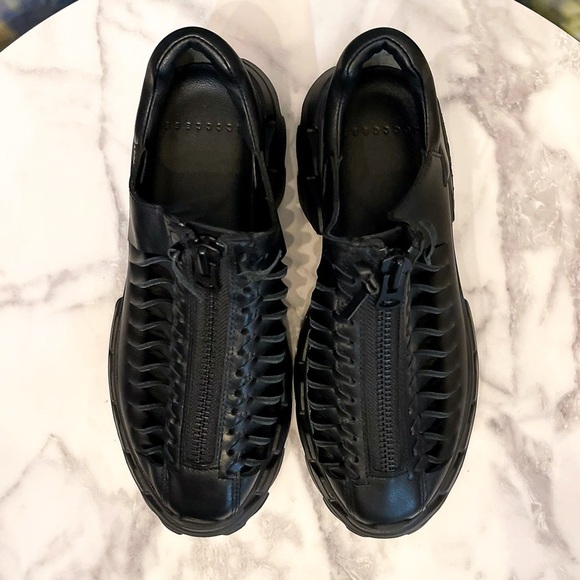 4CCCCEES Arko Spine Sneaker Black Leather Zipper Cutout Size 39 EUC - Picture 7 of 12